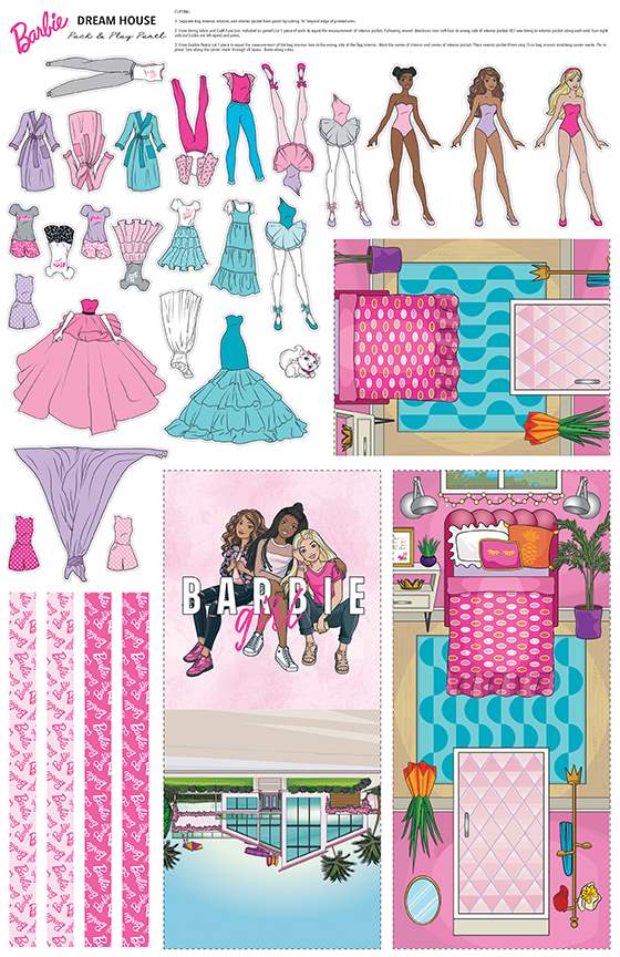 Barbie fabric fashion press outlet